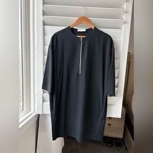 EVERLANE Black Japanese Goweave Front-zip 3/4 Sleeve Mini Casual Dress size 2